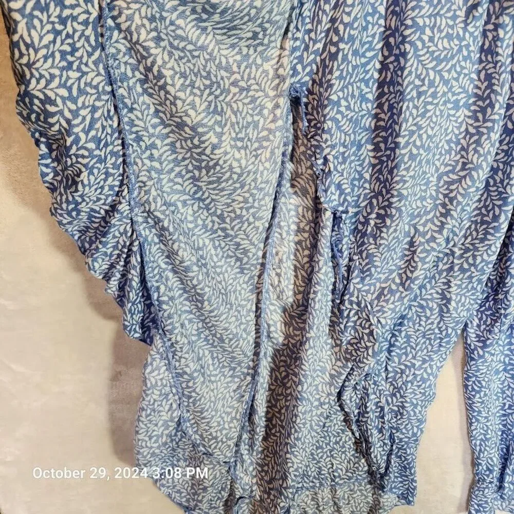 Kiwi + Punch Wide Leg Sarong Pant And Smocked Crop Top Set Blue Women's Large - Picture 5 of 16